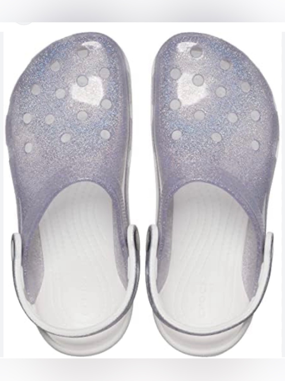 CROCS Classic Glitter Clogs - Iridescent Silver
